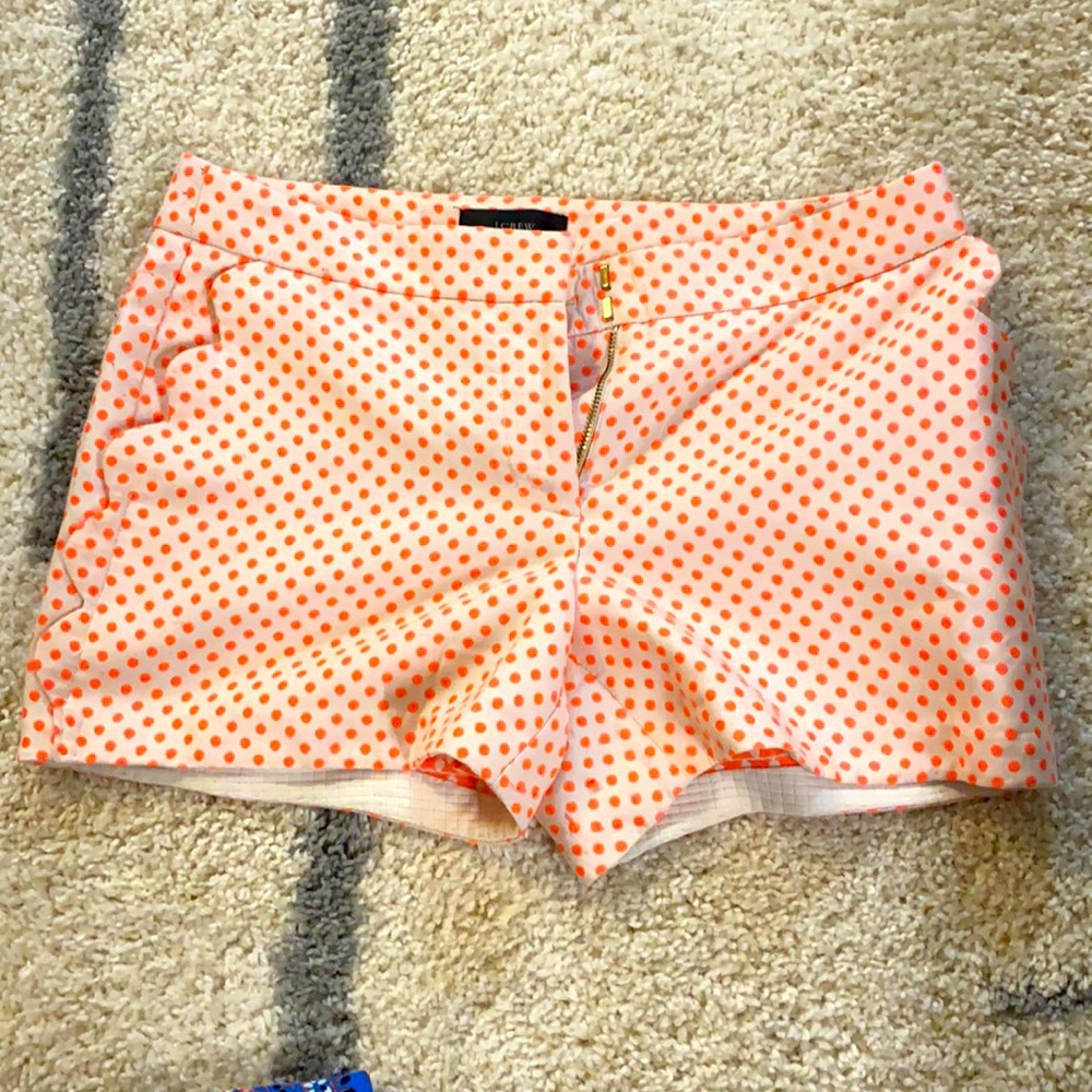 Jcrew pink polka dot scallop shorts size 4